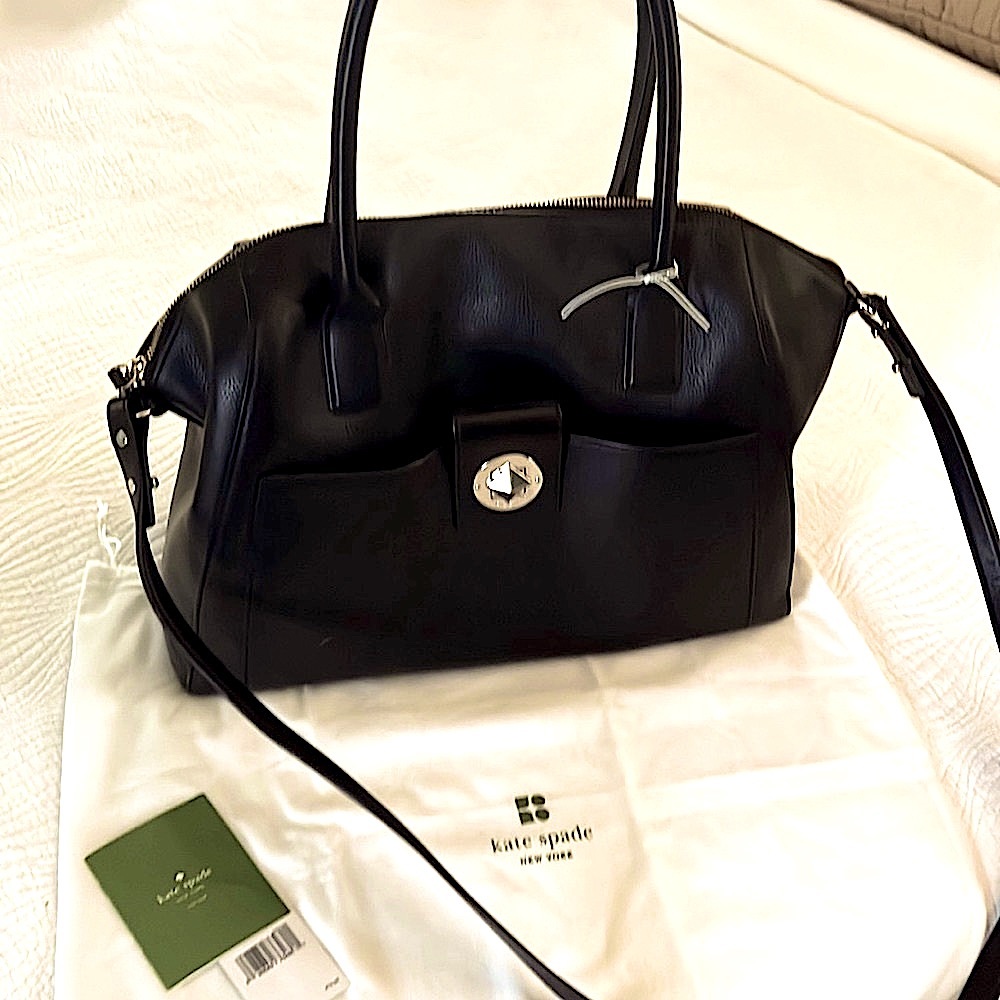 Kate Spade Large Black leather Catalina Bag/Satchel Purse